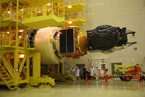 SES-3 Satellite Stack Tilted on the Tilter