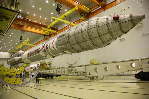 SES-3 Integrated launch vehicle lift