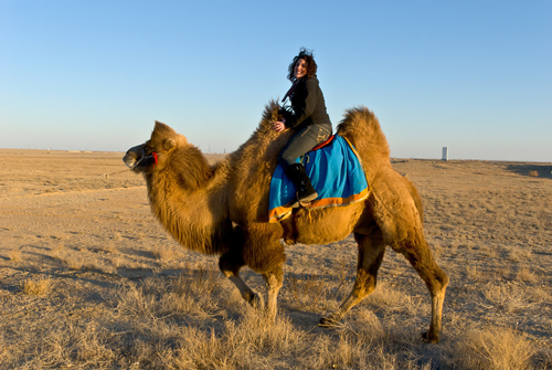 ILS Team Member on Camel during AsiaSat-7 Campaign